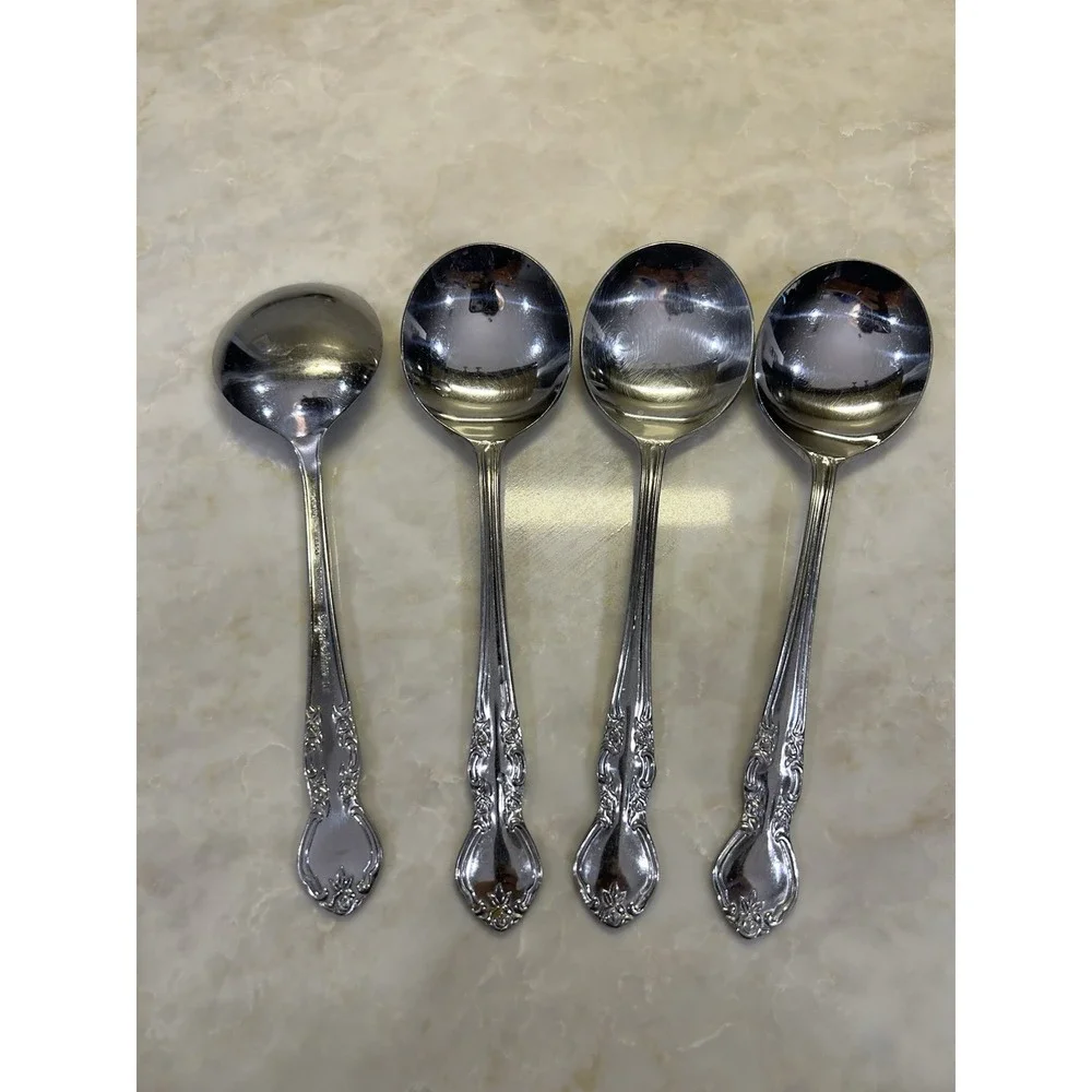 4 Nasco Japan Elizabethan II Gumbo soup spoons